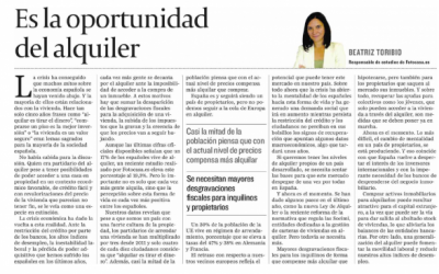 Cinco Días: Es la oportunidad del alquiler